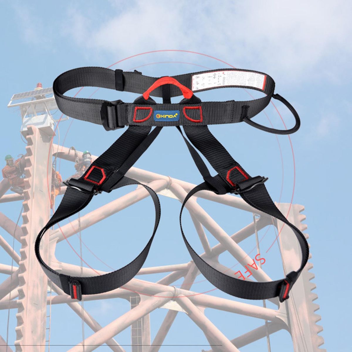Thick Climbing Harness Waist Safety Harness Belt, Black