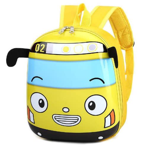 3d Cartoon Bus Hard Shell Kids Kindergarten School Bag Backpack -Small-12inches Yellow