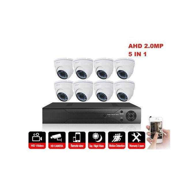 8 Channels AHD 5IN1 DVR + 8 INDOORS CCTV CAMERA'S 1080p