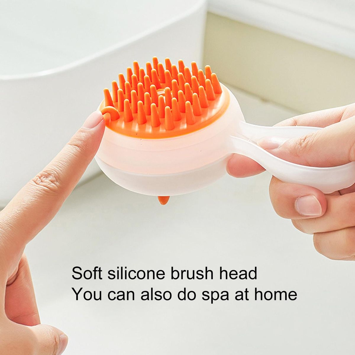 Pet Brush with Soap Dispenser Shampoo Container Pet Brush Orange