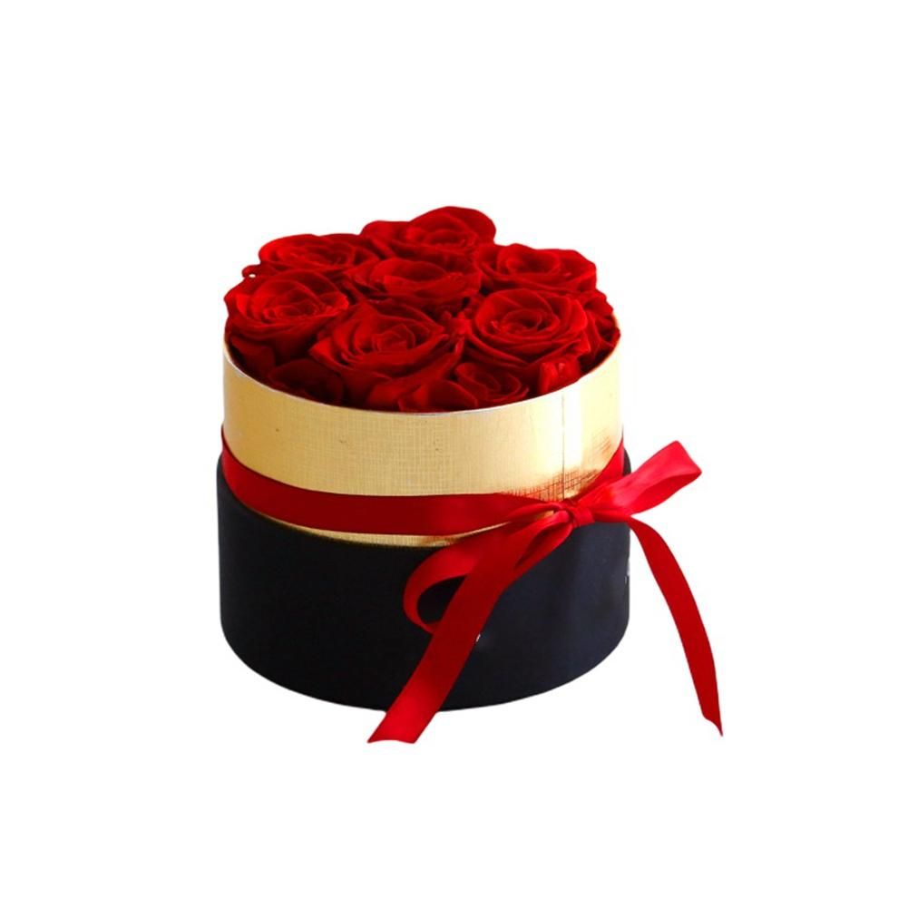 Valentine's Day Gift Eternal Flower Rose +Portable Gift Box Wedding Candy Storage Box Gifts for Girlfriend/Wife-S