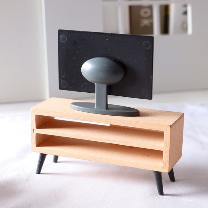 Television + TV Stand For 1/12 1/6 Dollhouse Mini Living Room