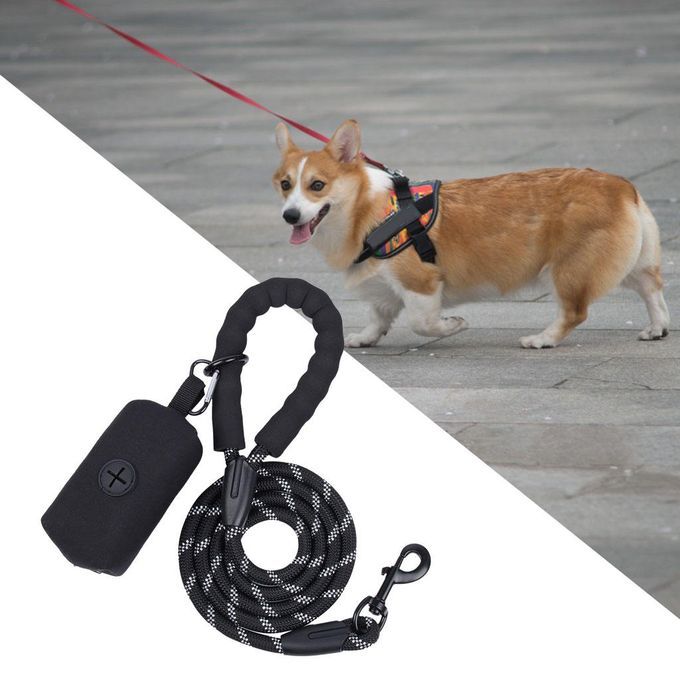 Small Large Dog Walking Leash Running Pet Dog Lead With Foam Black
