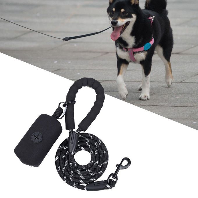 Small Large Dog Walking Leash Running Pet Dog Lead With Foam Black