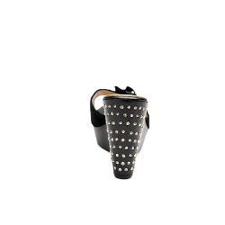 Delta Satin Wedge Slipper With Studded Detail - Black
