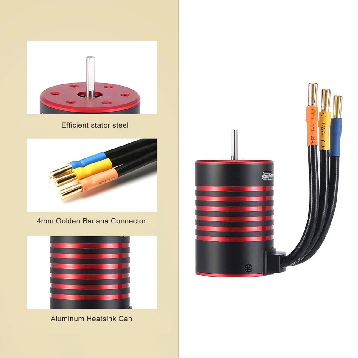 GTSKYTENRC 3650 Brushless Motor 5200KV Waterproof Motor 60A ESC T Plug 25KG Servo for 1/10 RC Car Truck