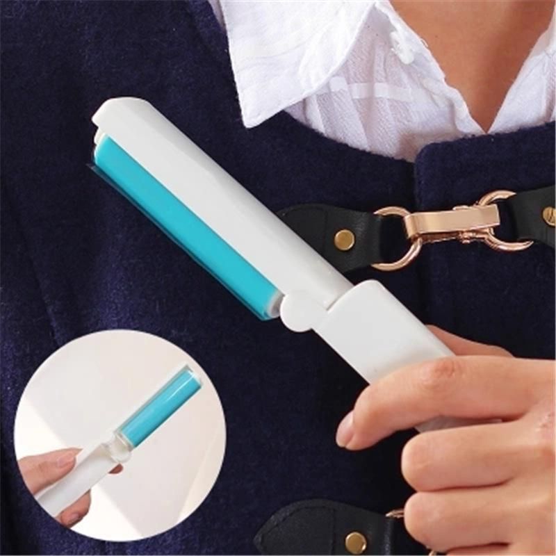 Portable foldable washable dust removal roller sticky hair device clothes sticky dust brush can be recycled blue