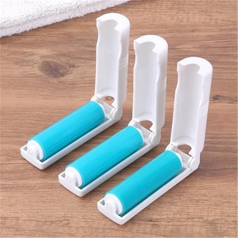 Portable foldable washable dust removal roller sticky hair device clothes sticky dust brush can be recycled blue