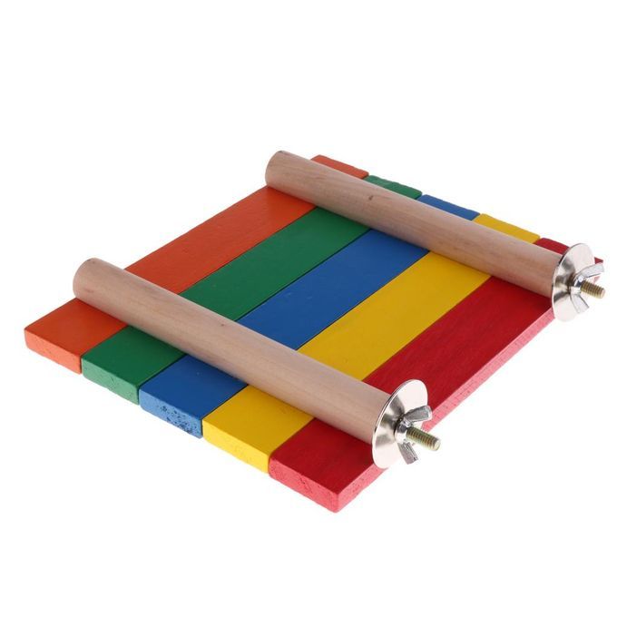 Natural Wood Colorful Bird Parrot Stand Platform Toy For Hamster Mouse