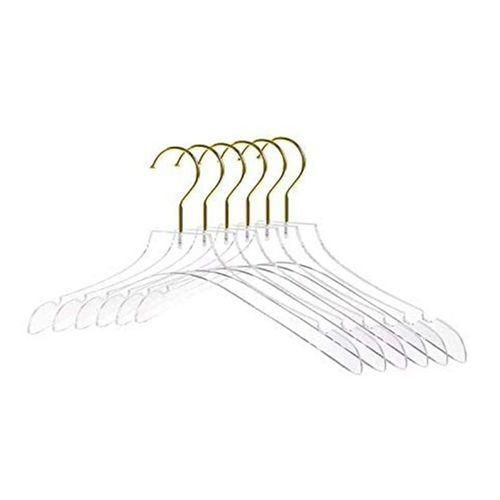 5 Pcs Clear Clothes Hangers With Gold Hook,