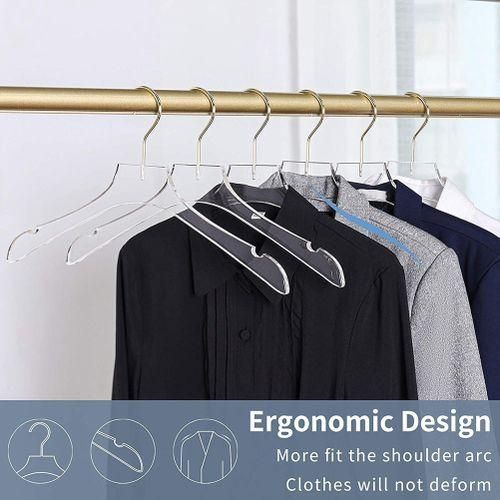 5 Pcs Clear Clothes Hangers With Gold Hook,