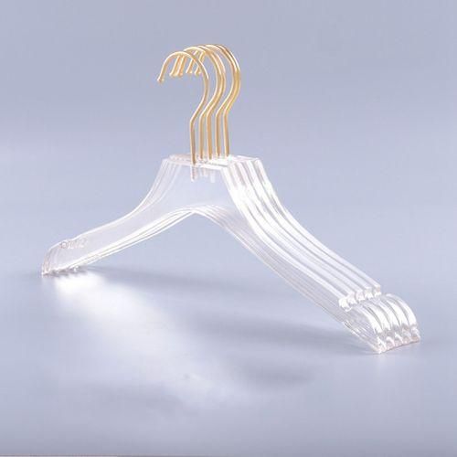 5 Pcs Clear Clothes Hangers With Gold Hook,