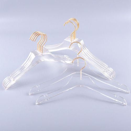 5 Pcs Clear Clothes Hangers With Gold Hook,