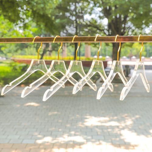 5 Pcs Clear Clothes Hangers With Gold Hook,