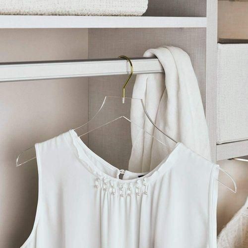 5 Pcs Clear Clothes Hangers With Gold Hook,