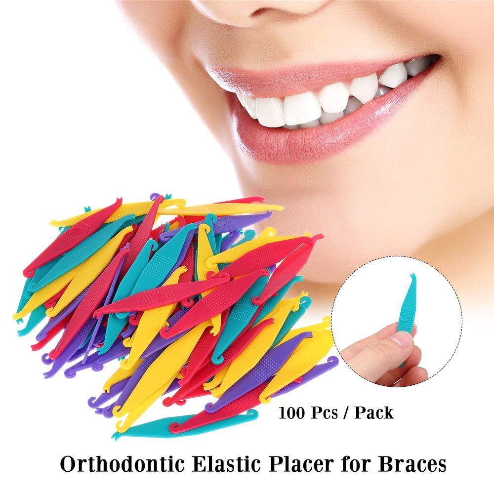 100 Pcs Orthodontic Elastic Placer For Braces Disposable