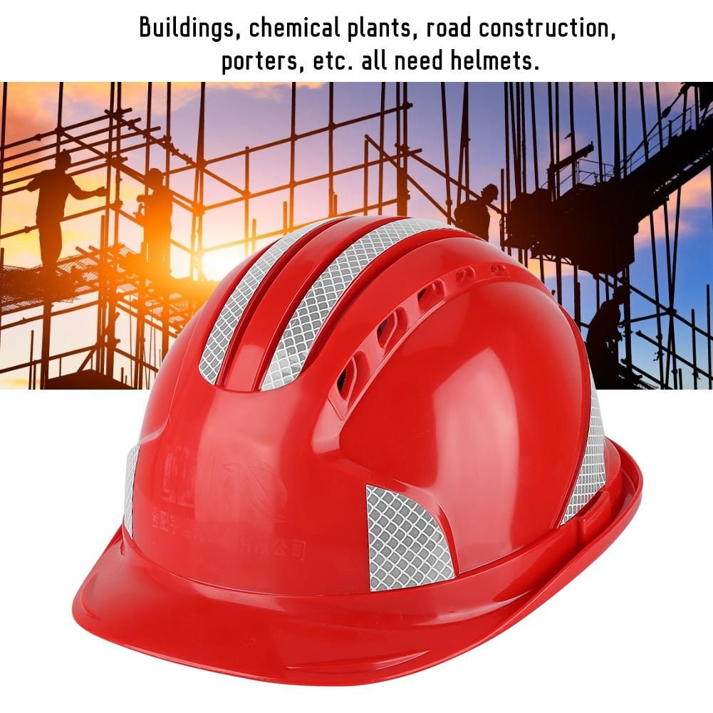2pc Worker Construction Site Protective Cap Ventilate ABS Hard Hat Reflective Stripe Safety Helmet(#Orange)