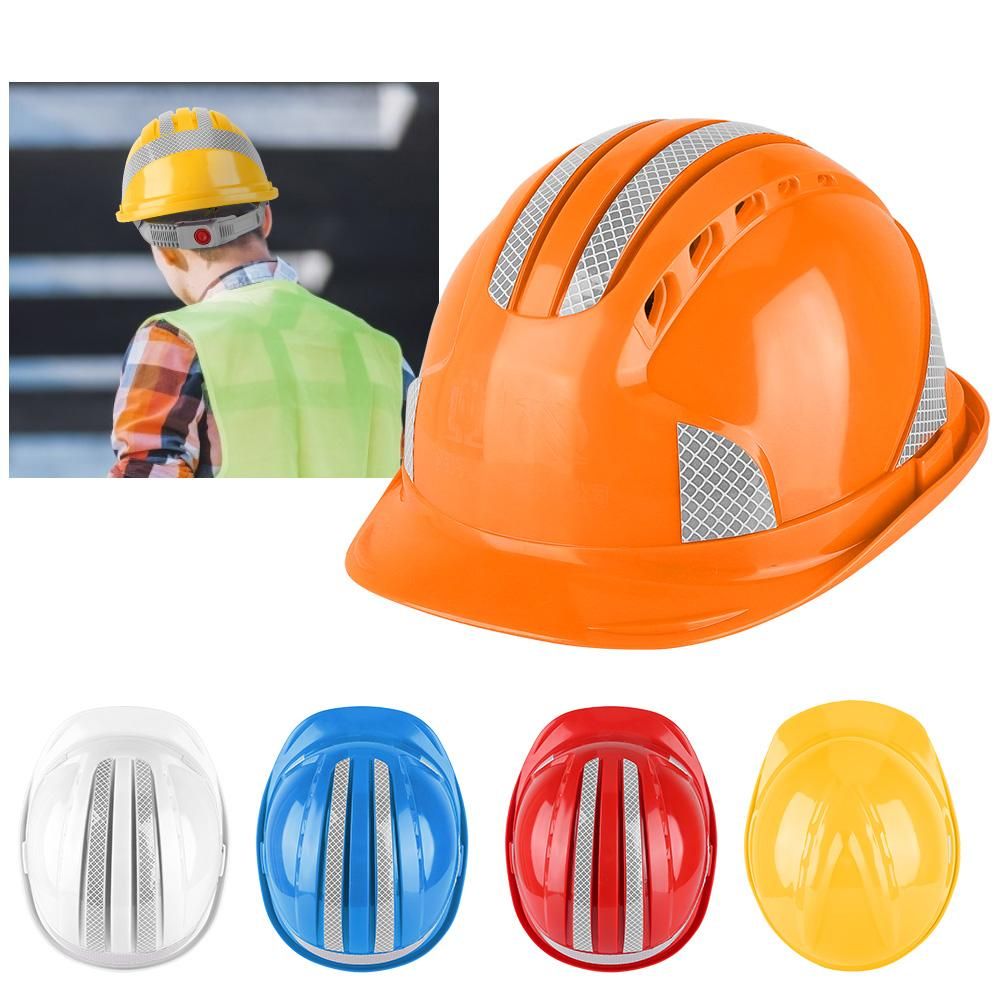 2pc Worker Construction Site Protective Cap Ventilate ABS Hard Hat Reflective Stripe Safety Helmet(#Orange)
