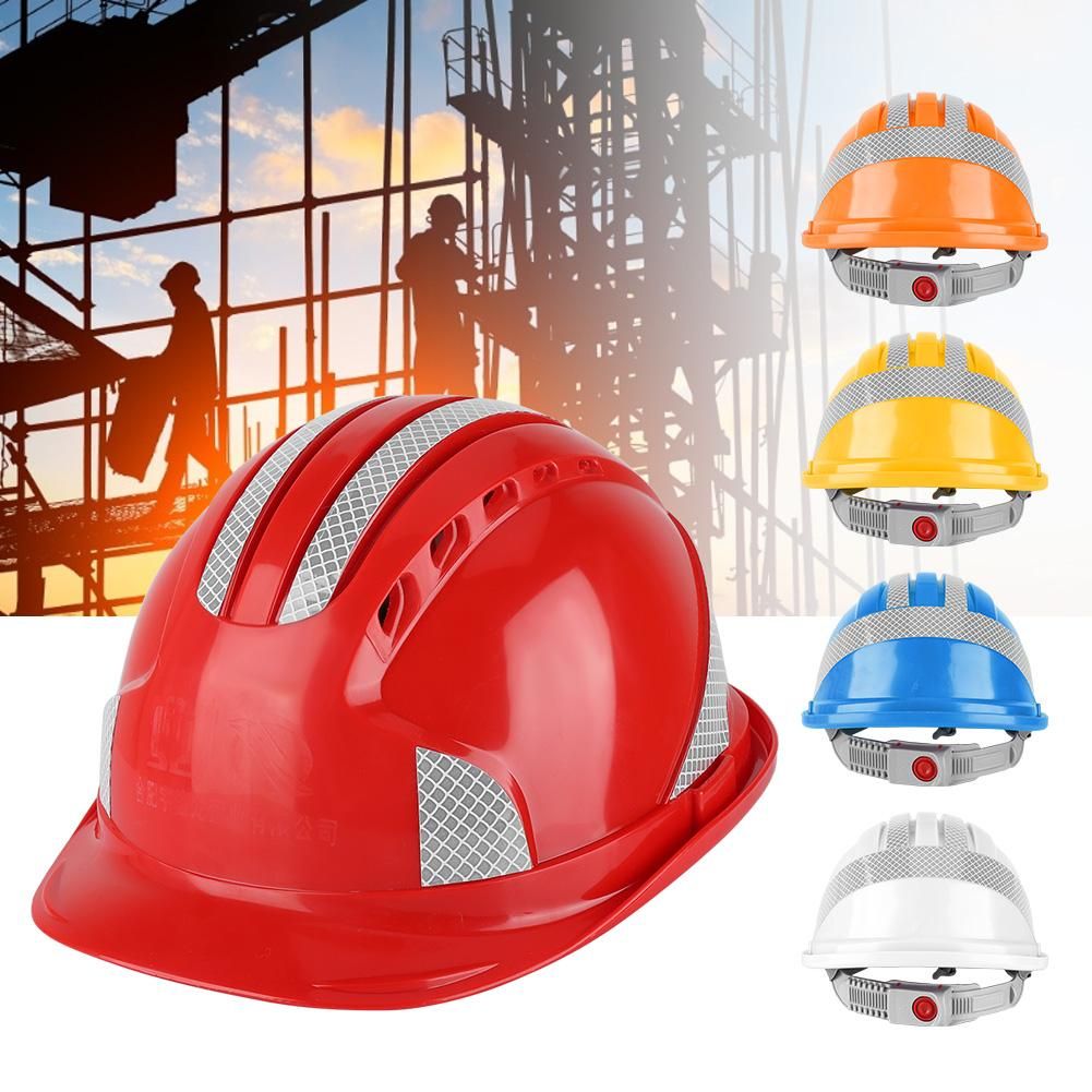 2pc Worker Construction Site Protective Cap Ventilate ABS Hard Hat Reflective Stripe Safety Helmet(#Orange)
