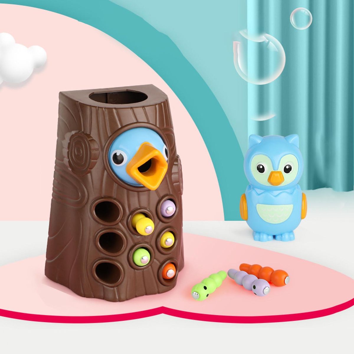 Woodpecker Toy Boys Girls Bird Caterpillars Early Educational Toys Blue