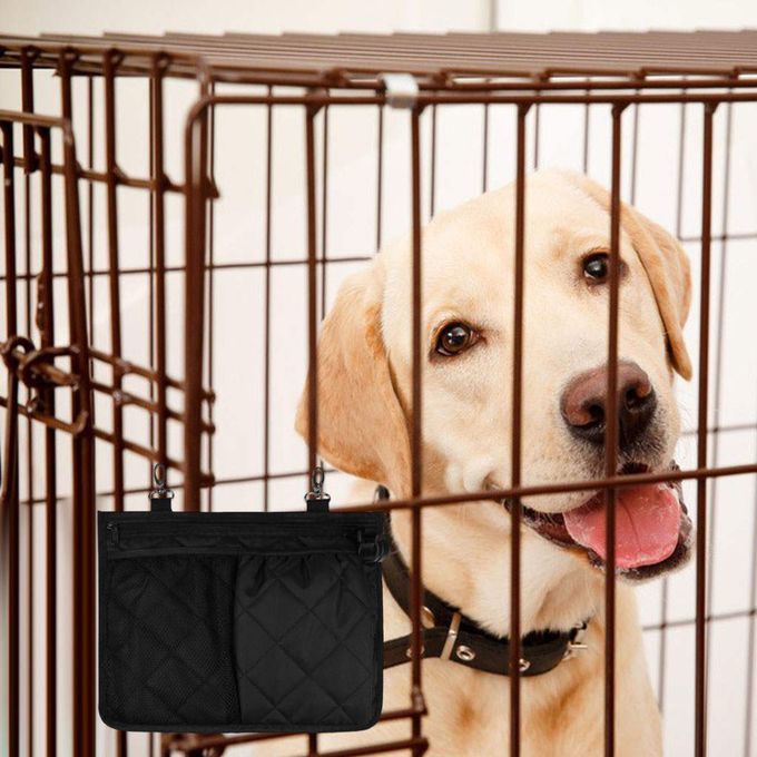 Cat Dog Cage Storage Bag Washable Durable 3 Pockets Food Toy Black