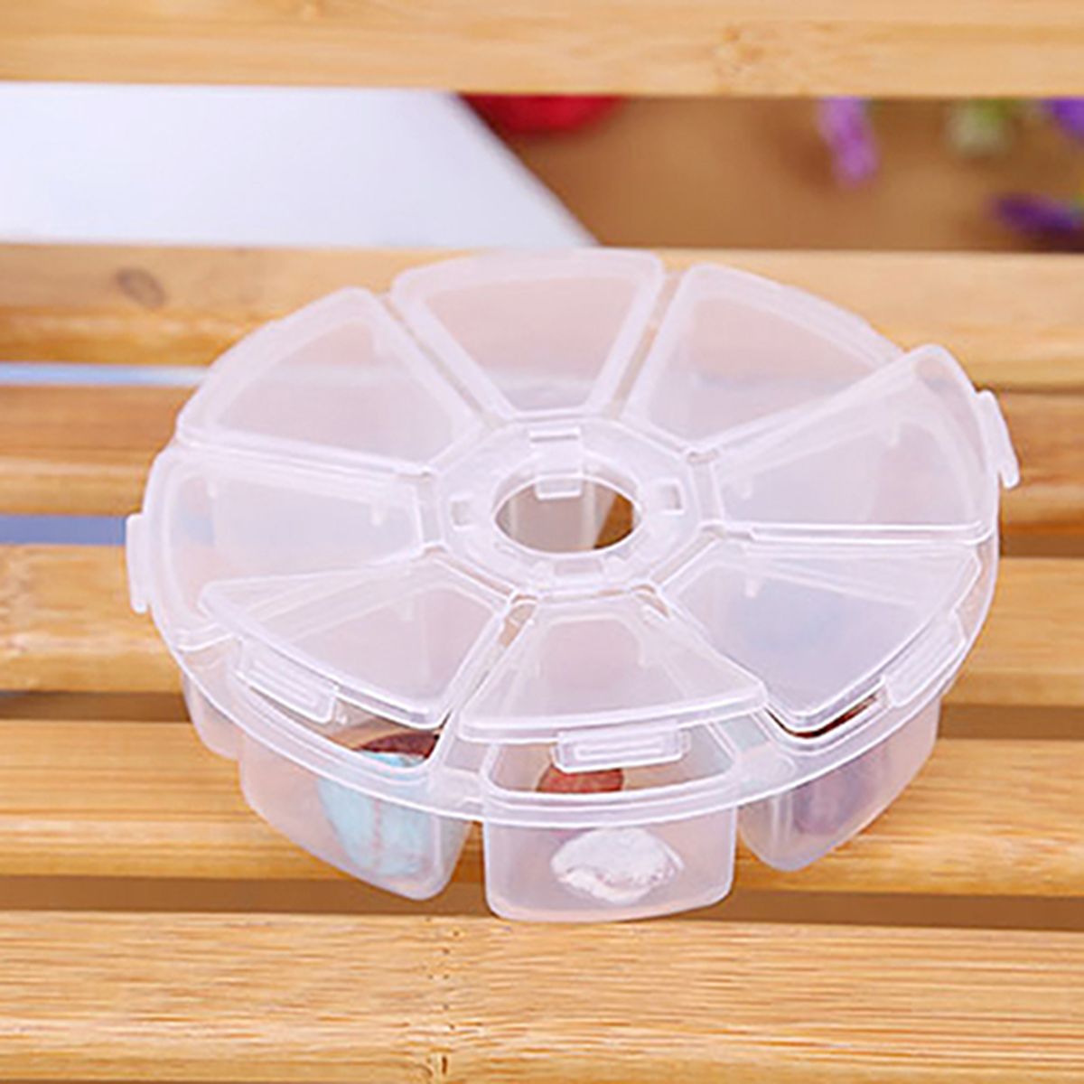 Medicine Box Round Shape Classification Storage 8 Grids-