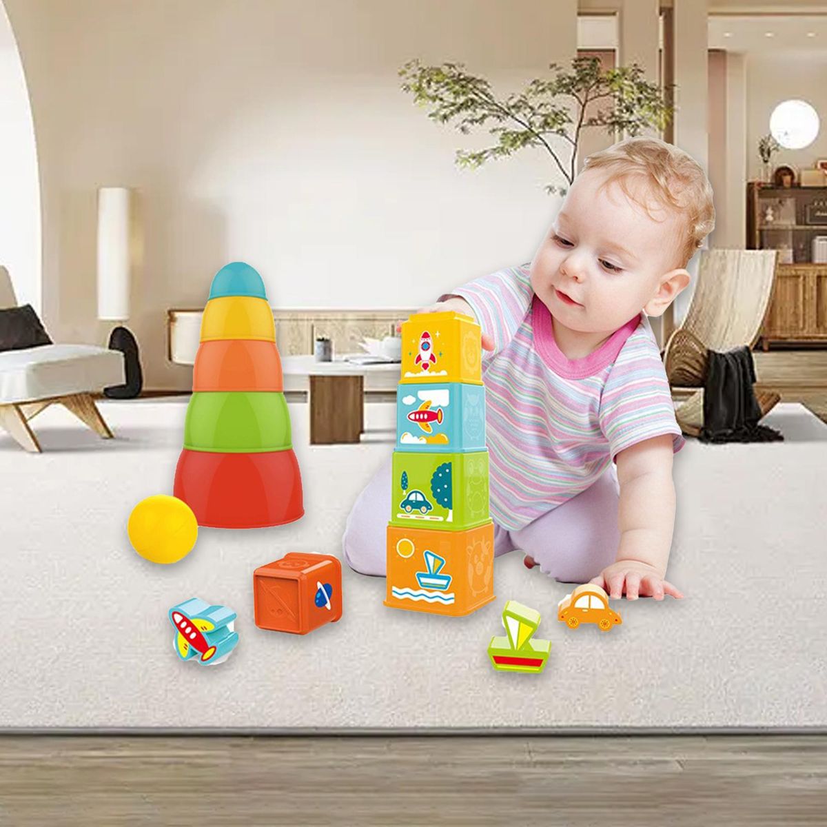 1 Set Brain Game Stacking Cups Block Toys Multicolor