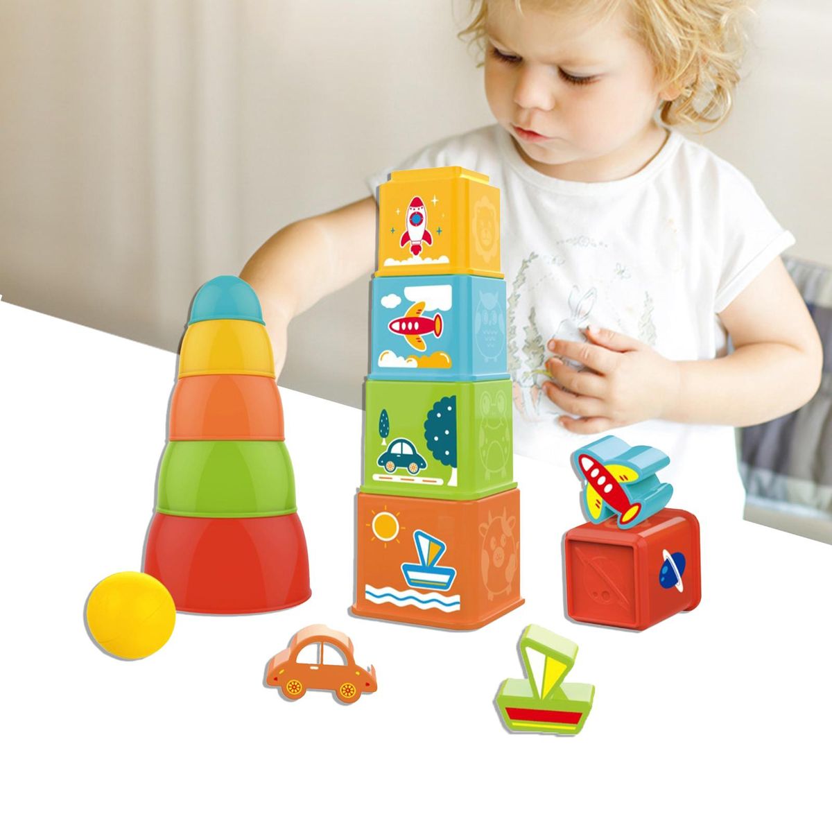 1 Set Brain Game Stacking Cups Block Toys Multicolor