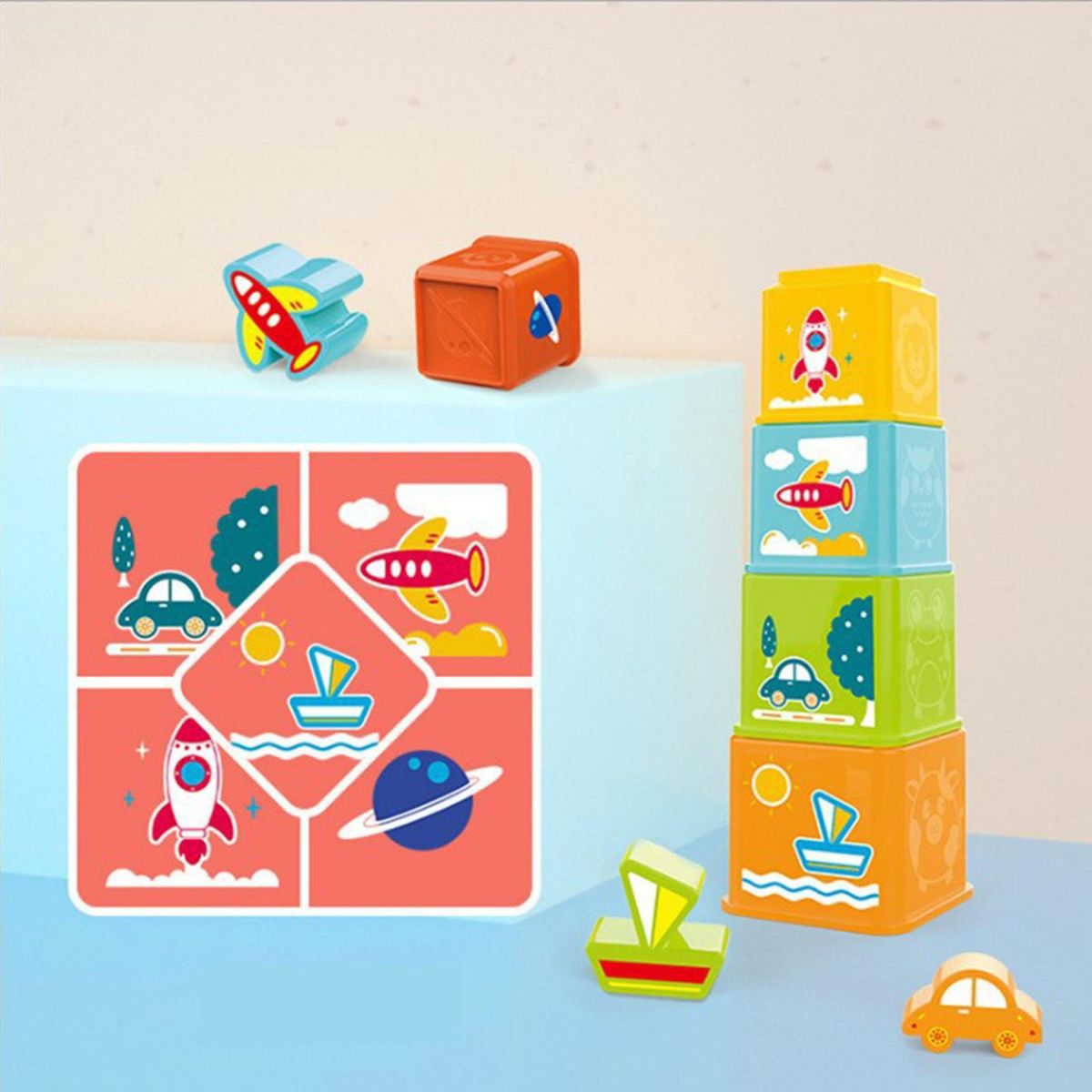 1 Set Brain Game Stacking Cups Block Toys Multicolor