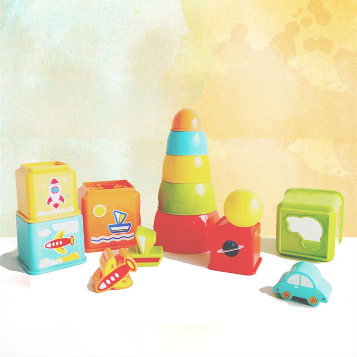 1 Set Brain Game Stacking Cups Block Toys Multicolor