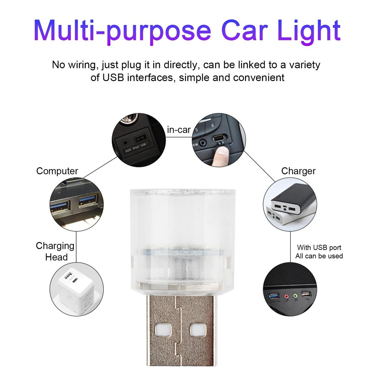 Mini Usb Light Mini Usb Car Lamp Portable Led Atmosphere for Emergency Dark Blue
