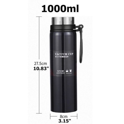 1L Stainless Steel Travel Mug Flask Thermal Hot Water Silver