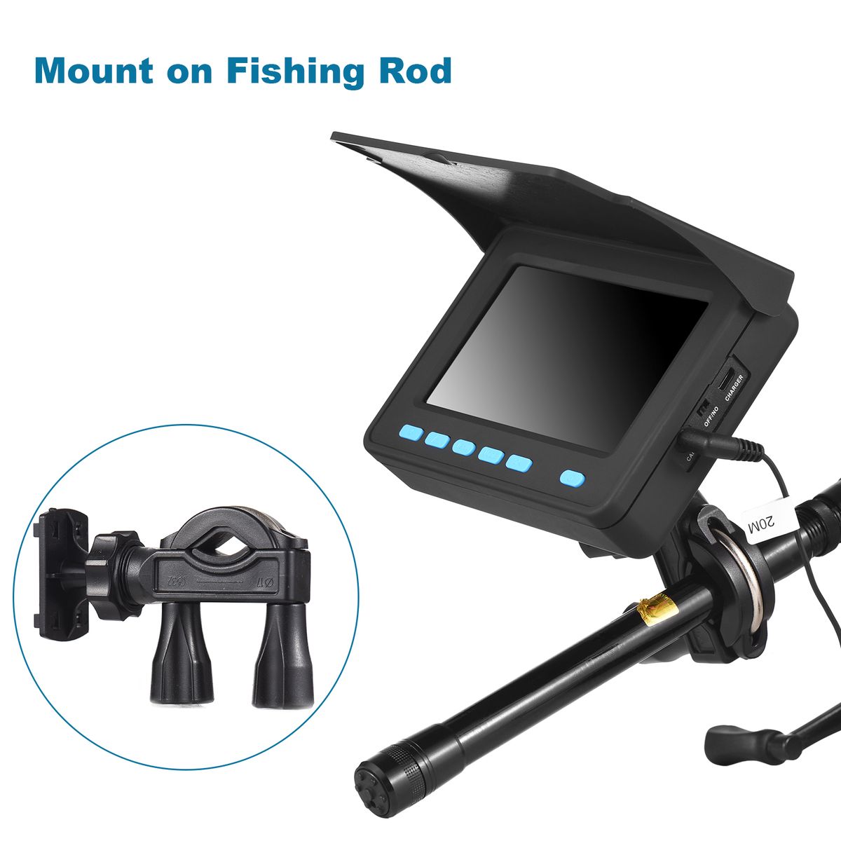 20M/30M 1200TVL Underwater Fishing Camera Fish Finder 4.3''
