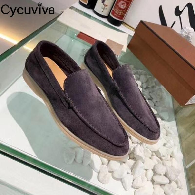 Smoky grey High Quality Casual Kid Suede Men Shoes Khaki Real Leather
