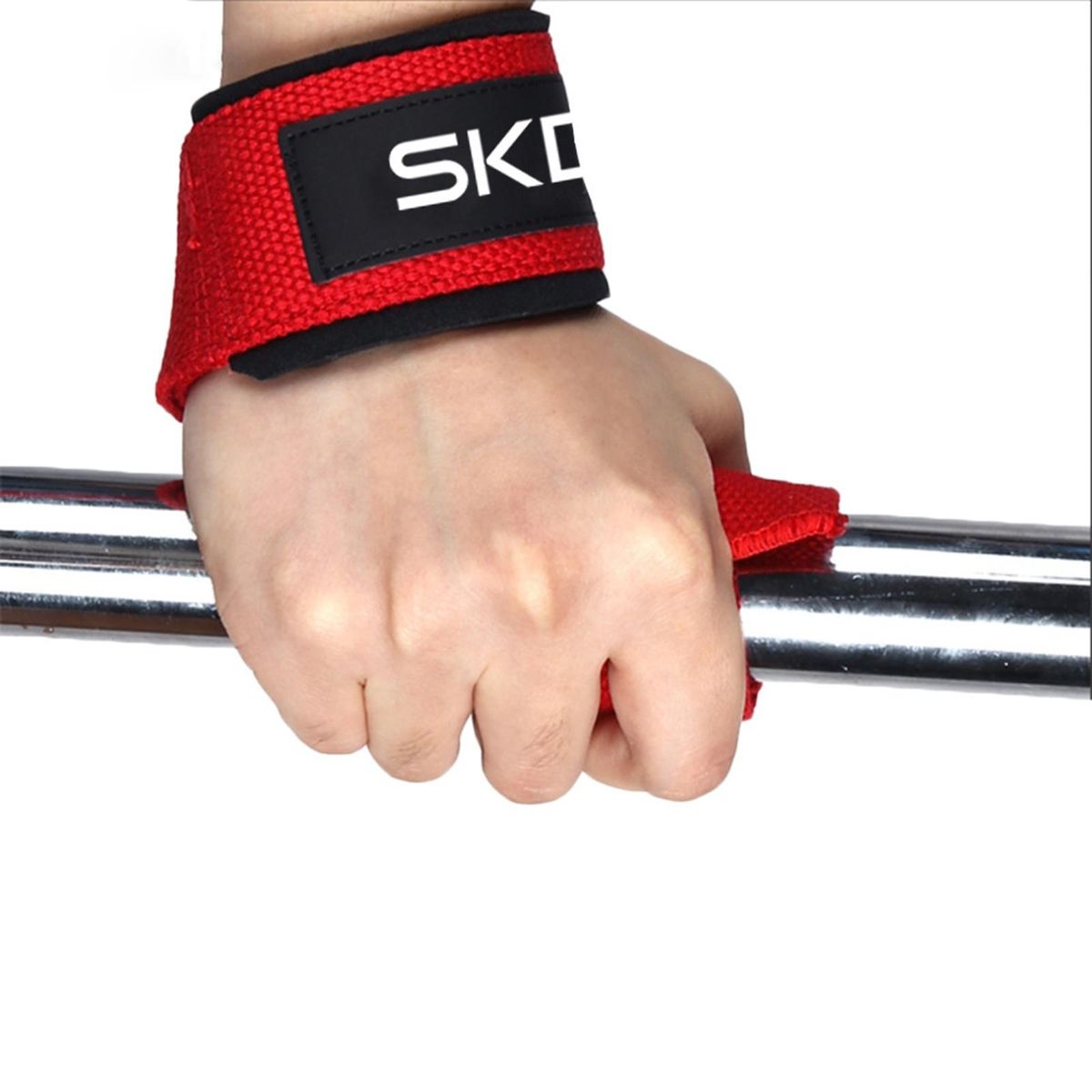 1 Pair Weight Lifting Straps Weight Lifting Wrist Support Straps Red