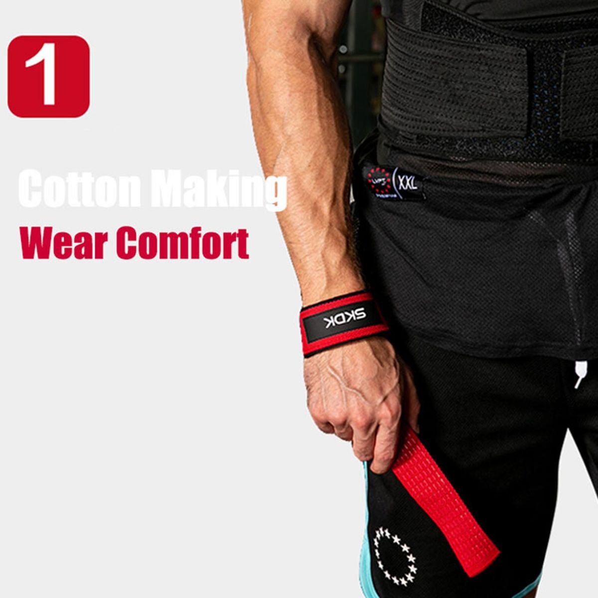 1 Pair Weight Lifting Straps Weight Lifting Wrist Support Straps Red
