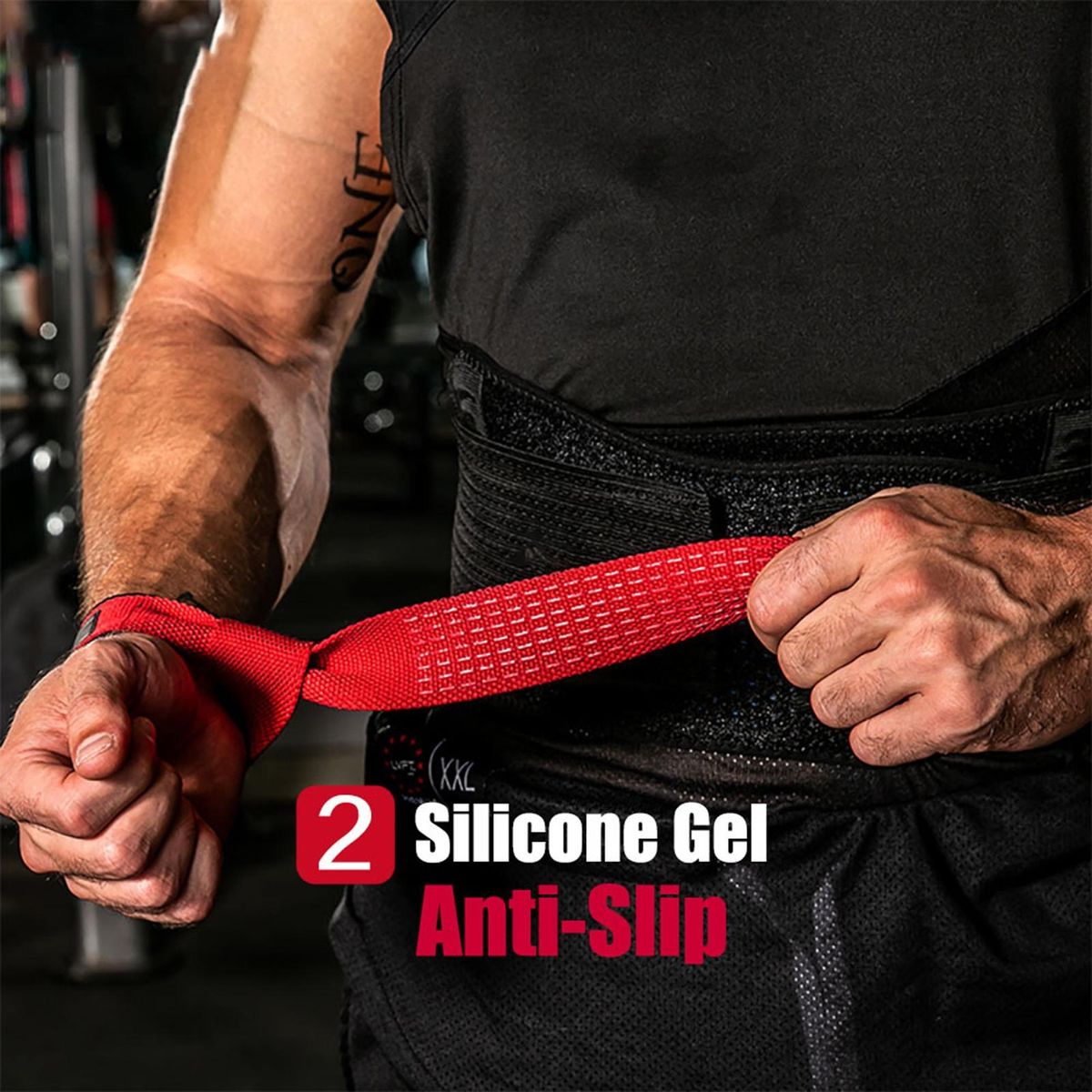1 Pair Weight Lifting Straps Weight Lifting Wrist Support Straps Red