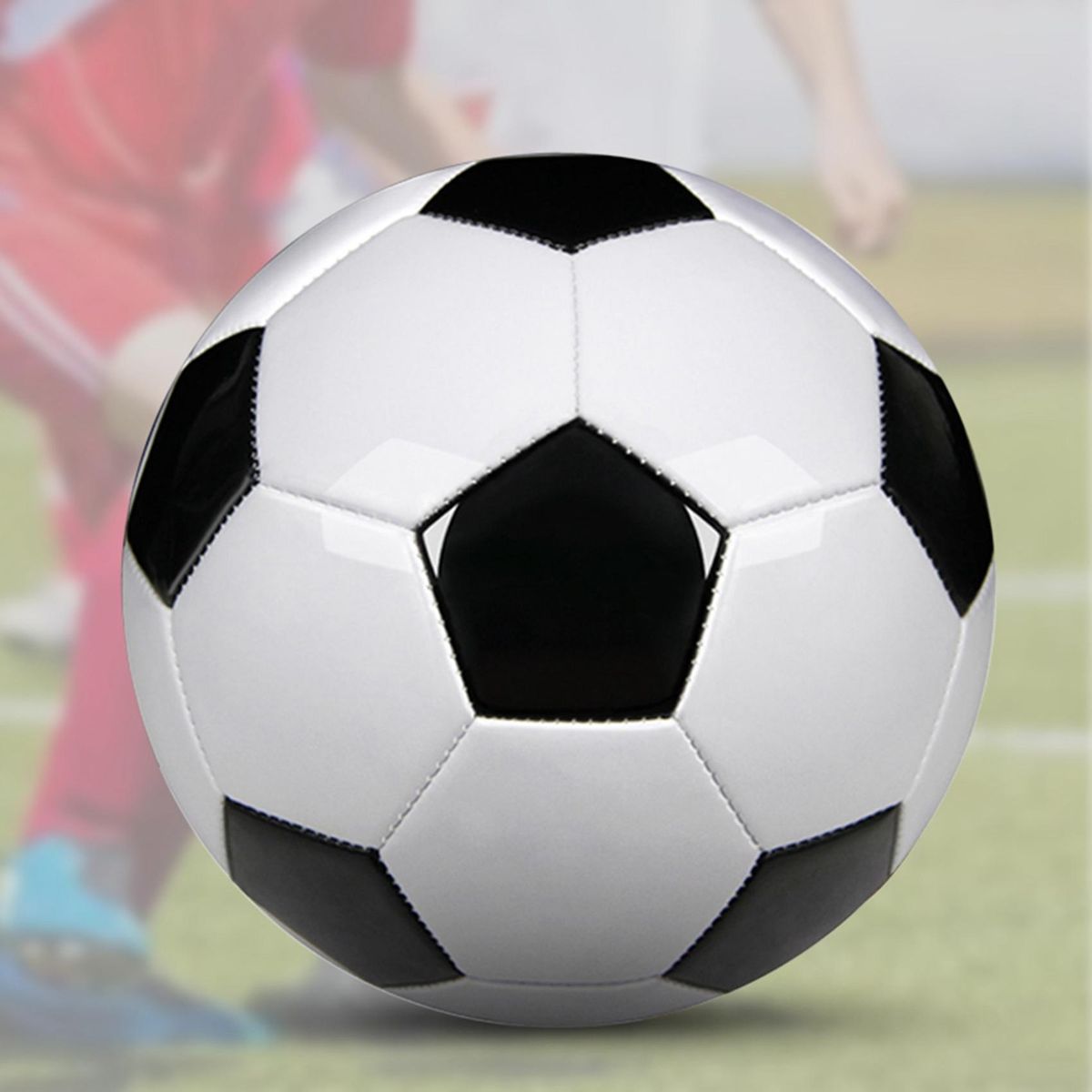 Size 5 Professional Training Soccer Balls PU Leather Black