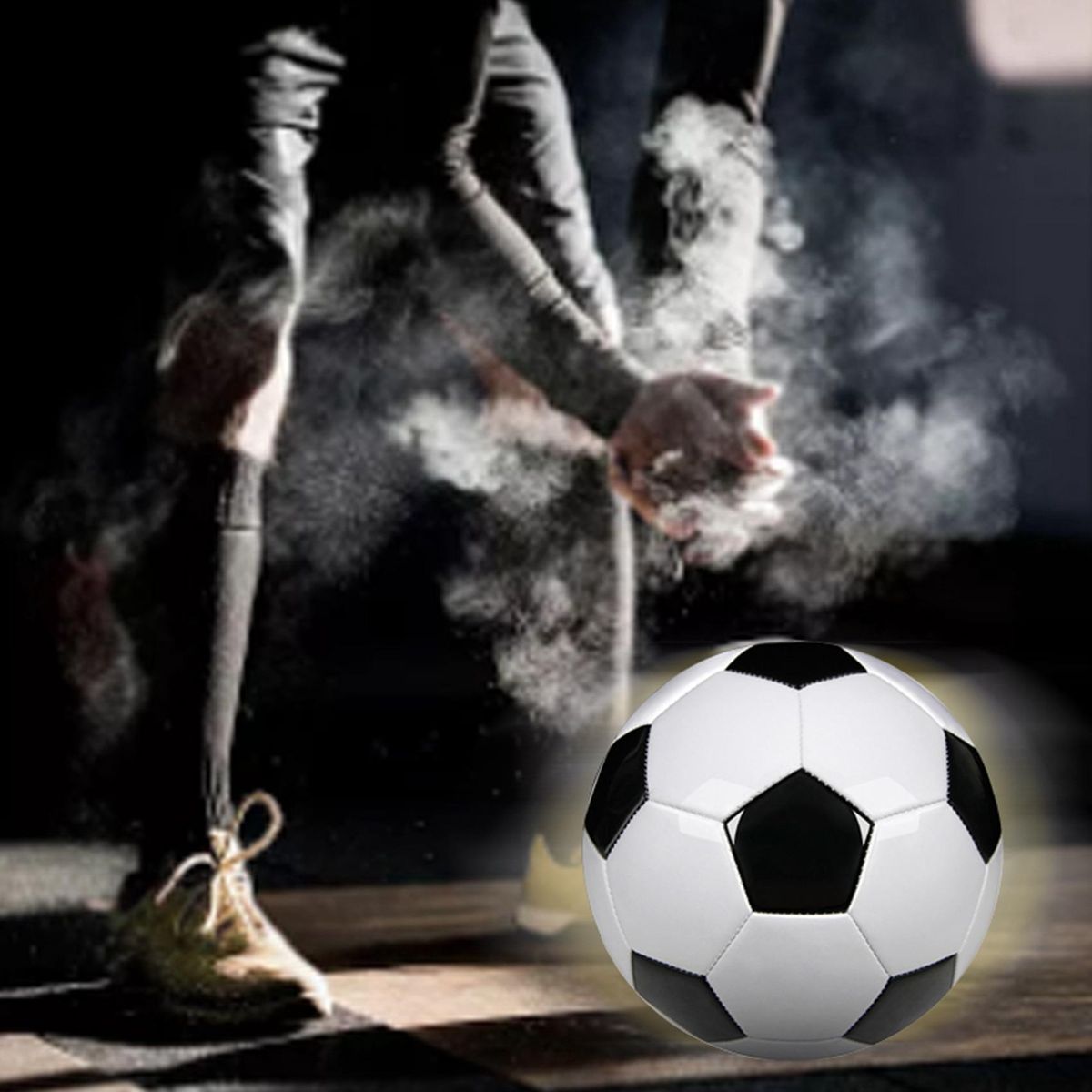 Size 5 Professional Training Soccer Balls PU Leather Black