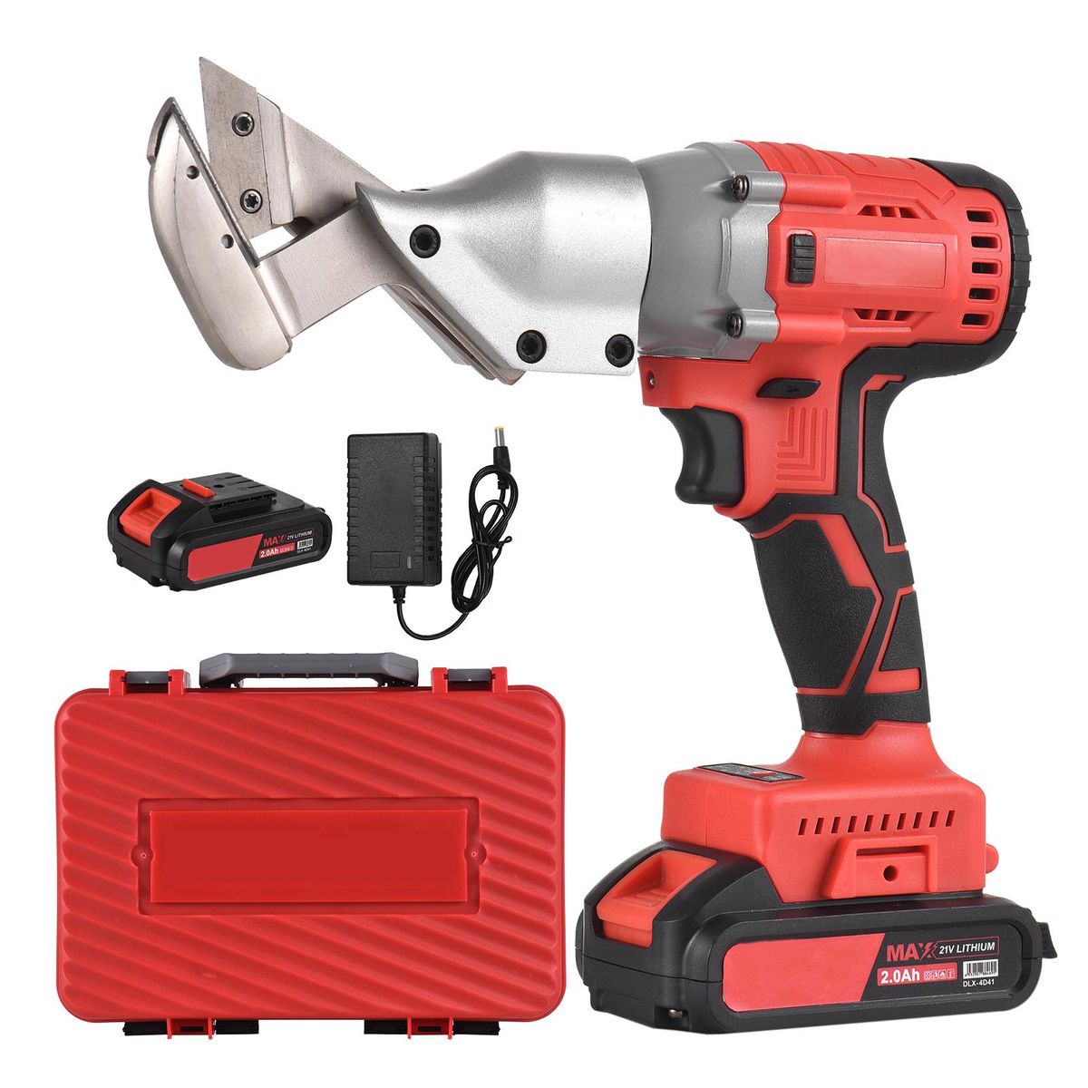 21V Brushless Mini Cordless Tin Snips Scissor 2.0Ah Rechargeable Li-ion Battery Electric Scissors Metal Sheet Shear Cutter Scissors Stepless Speed Regulation 320nm Handheld Power Tool for Iron Sheet/Aluminum Sheet/Color Steel