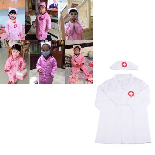 Children Kids Doctor Coat Costume Fancy Dress Nurse Cosplay White