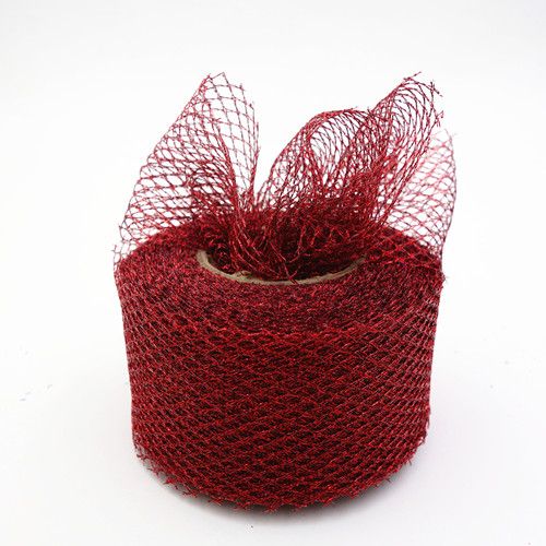 5cm 25Yards Diamond Hole Glitter Mesh Tulle Roll For DIY Christimas-Red