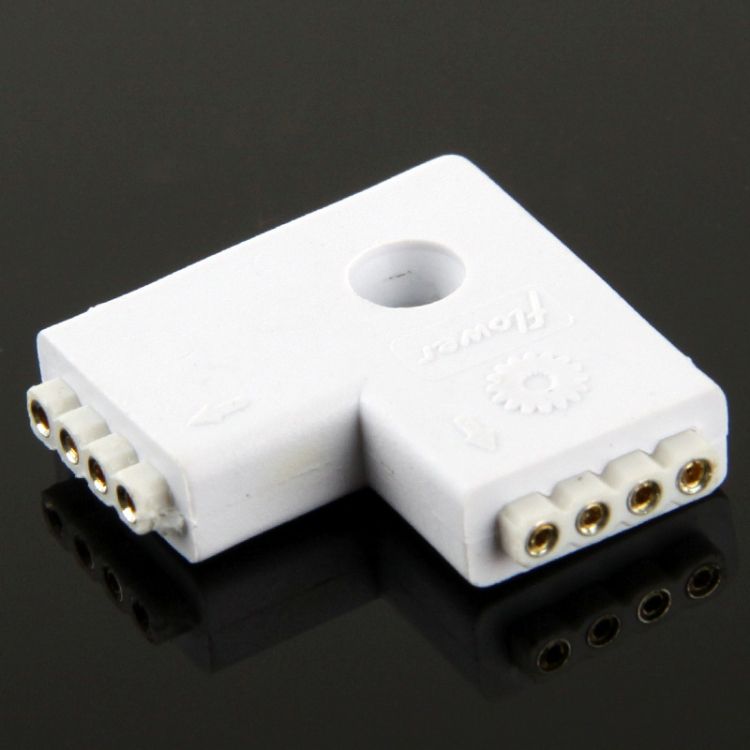 4 Pin 2 Way L Shape Female Connector For RGB LED Strip