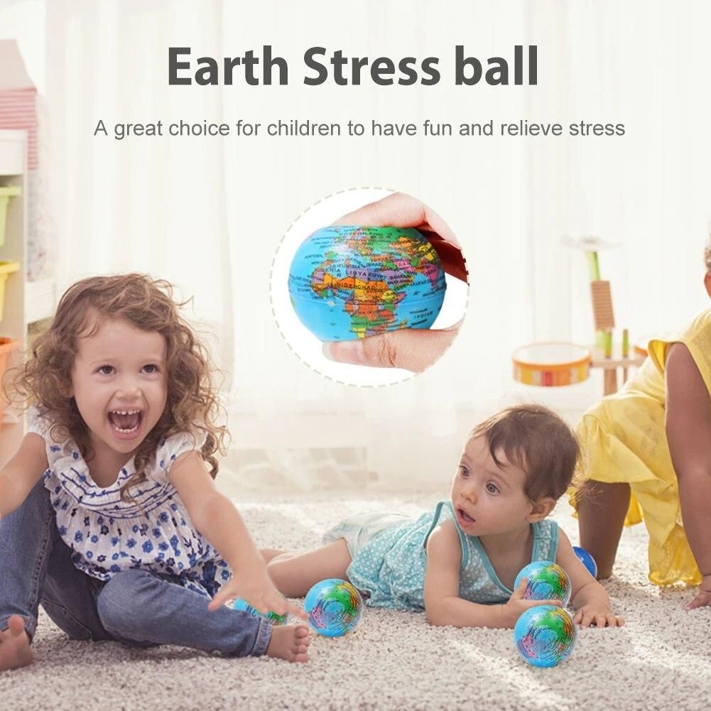 12pcs Global Ball Toys Hand Wrist Exercise PU Foam Ball Educational Gifts Sponge Globe Toys for Kid Child for Boys Girls