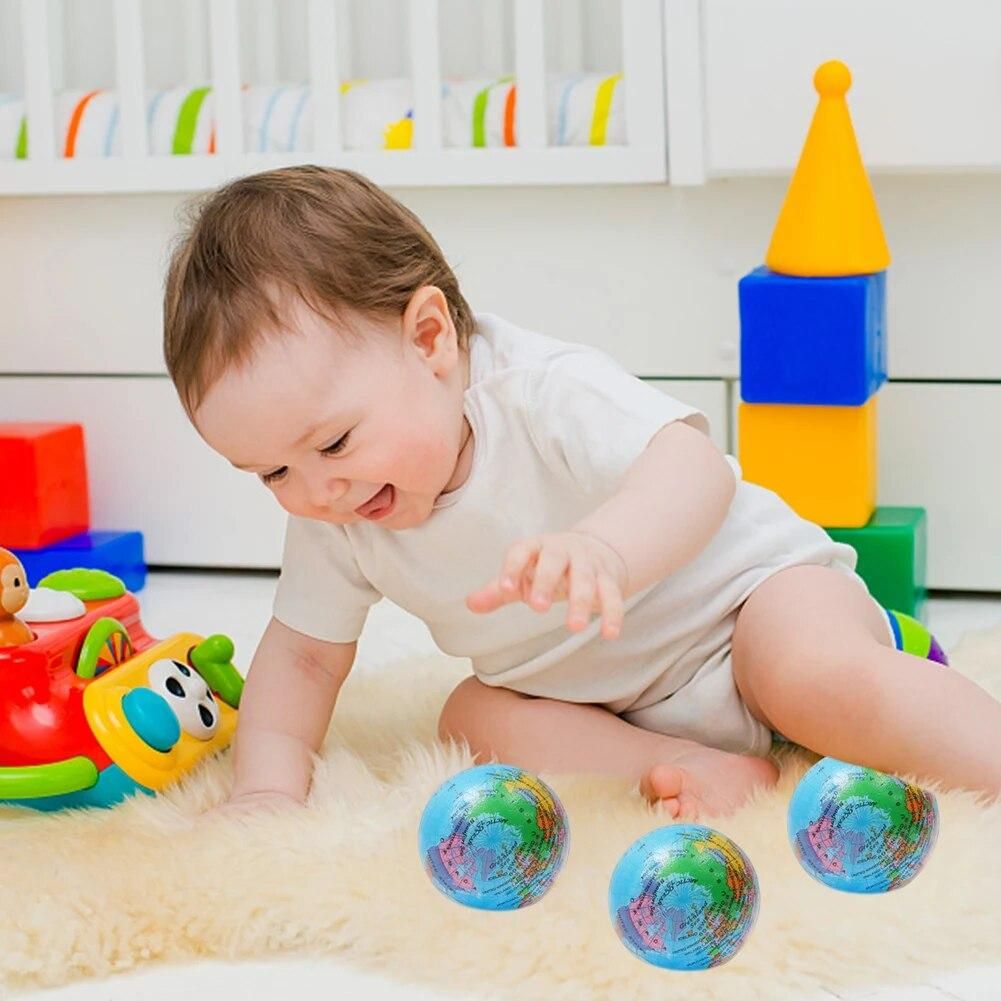 12pcs Global Ball Toys Hand Wrist Exercise PU Foam Ball Educational Gifts Sponge Globe Toys for Kid Child for Boys Girls