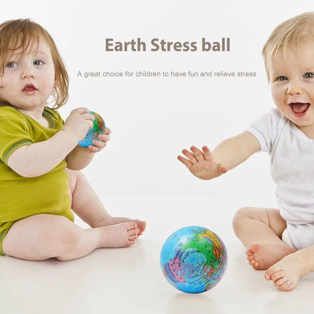 12pcs Global Ball Toys Hand Wrist Exercise PU Foam Ball Educational Gifts Sponge Globe Toys for Kid Child for Boys Girls