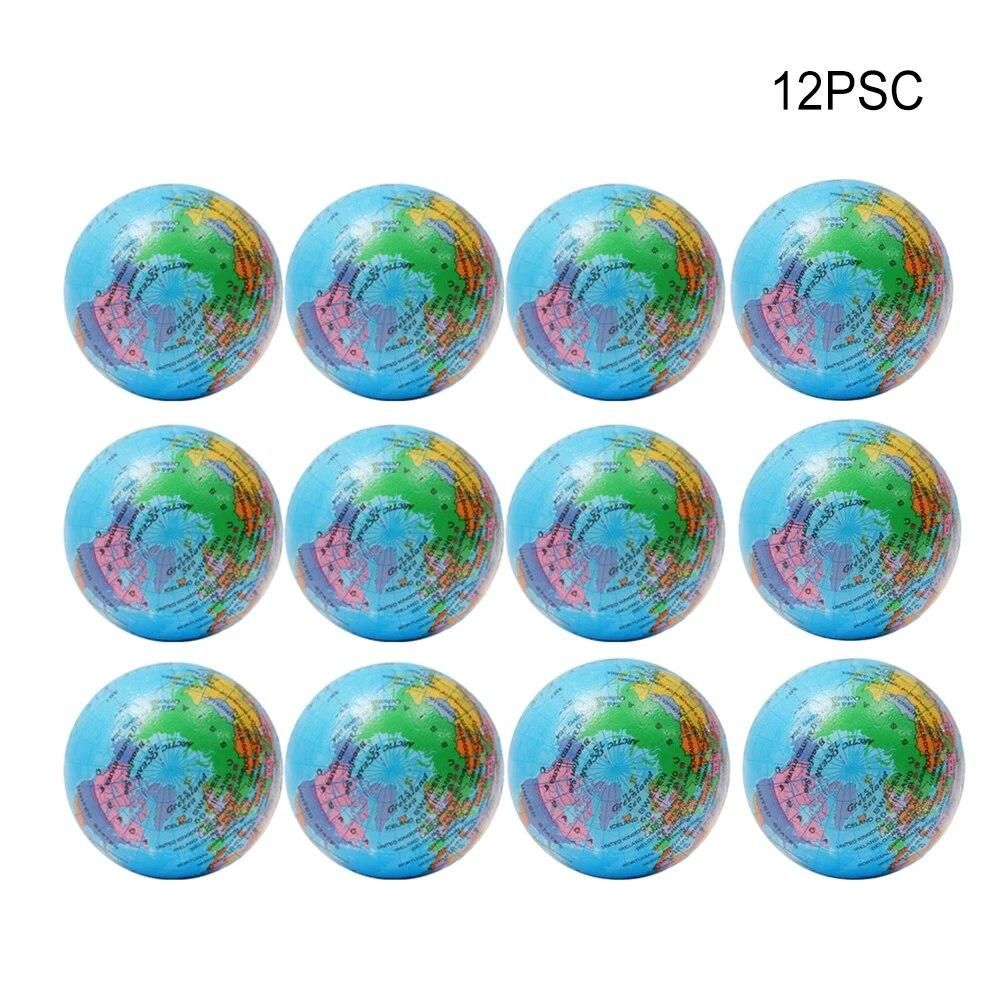 12pcs Global Ball Toys Hand Wrist Exercise PU Foam Ball Educational Gifts Sponge Globe Toys for Kid Child for Boys Girls