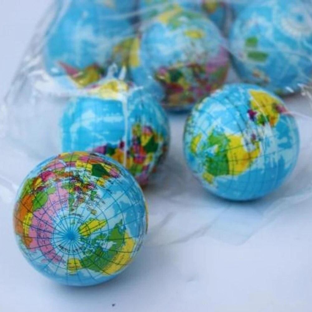 12pcs Global Ball Toys Hand Wrist Exercise PU Foam Ball Educational Gifts Sponge Globe Toys for Kid Child for Boys Girls