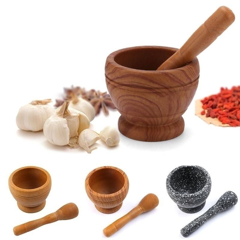 （Wood Grain）Spice Crusher Resin Bowl Mortar Pestle Spice Pepper Crusher Herbs Grinder Garlic Mixing Press Grinders Weed Bowls Kitchen Tools GRE