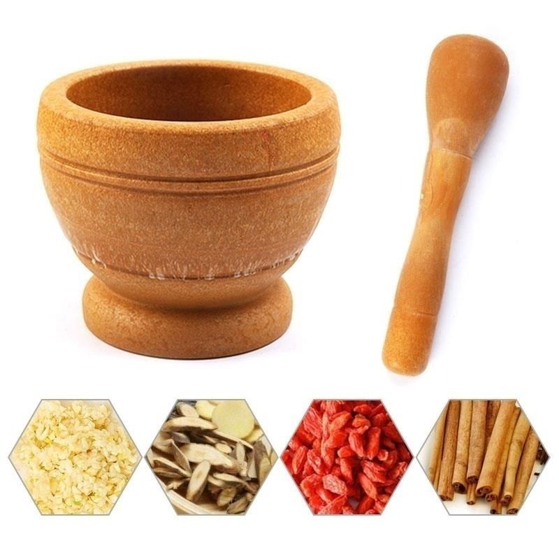 （Wood Grain）Spice Crusher Resin Bowl Mortar Pestle Spice Pepper Crusher Herbs Grinder Garlic Mixing Press Grinders Weed Bowls Kitchen Tools GRE